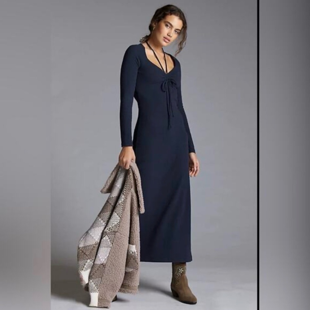 Anthropologie Dark Gray Long Sleeve Dress